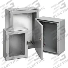 HOFFMAN Enclosure: Fiberglass, 20 in x 16 in x 9 in, NEMA 12/13/4/4X, Solid Cover, Hinged (MPN UU504020). Key specifications — Brand: HOFFMAN; Closure Method: 1/4-Turn Latch; Enclosure Material: Fiberglass; Knockouts: Not Included.