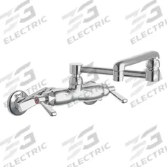 CHICAGO FAUCETS Double Joint Kitchen Faucet: 445, Cast Brass, Widespread, Wall, 2 Mounting Holes (MPN 445-DJ13ABCP). Key specifications — Series: 445; Brand: CHICAGO FAUCETS.
