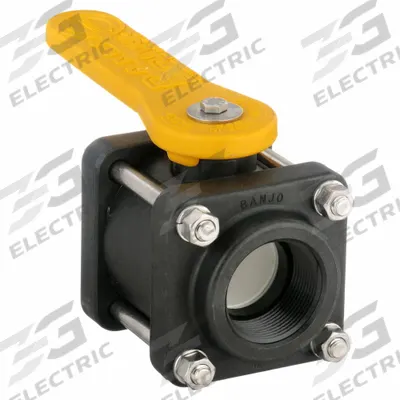BANJO Manual Two-Way Ball Valve: 1 1/2 in, Polypropylene, Straight, FNPT x FNPT - Polypropylene Ball Valves