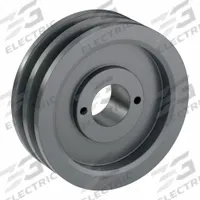 APPROVED VENDOR V-Belt Pulley: 2AK56, 2 Groove, 5.45 in OD, Bushed Bore, H/QT, Cast Iron (MPN 2AK56H). Key specifications — Pulley Industry Number: 2AK56; Pitch Diameter: 5.2 in (4L, A); For Belt Section (broad, with similar types): 4L, A, or AX.
