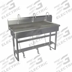 SANI-LAV Wash Station: 45 in Overall Ht, 57 in Bowl Lg, 8 in Bowl Dp, 0.5 gpm Flow Rate, 16 ga (MPN 56F1-0.5). Key specifications — Includes Side Splash: Side Splash Not Included; Brand: SANI-LAV.