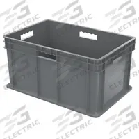 AKRO-MILS Straight Wall Tote: 20 gal, 23 3/4 in x 15 3/4 in x 12 1/4 in, Stacking Capable, Gray (MPN 37682GREY). Key specifications — Material: Plastic; Stackable: Stacking Capable; Brand: AKRO-MILS.
