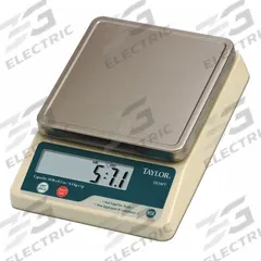 TAYLOR Food Scale: 5 3/8 in Weighing Surface Dp, 5 3/8 in Weighing Surface Wd, 2 3/4 in Overall Ht (MPN TE10FT). Key specifications — Readability: 1 g/0.1 oz; Brand: TAYLOR; IP Rating: Not IP Rated.