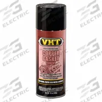 VHT Copper Gasket Cement: Solvent, Cement, Metal, No Texture, Matte, Black, Black, Aerosol Can (MPN ESP21A000). Key specifications — Color: Black; Coverage Area: 12 to 15 sq ft; Compatible Surface Material: Metal; Finish Texture: No Texture; Sheen: Matte; Brand: VHT.