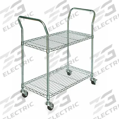 APPROVED VENDOR Wire Shelf Utility Cart: 350 lb, 2 Shelf, 41 in L x 18 in W x 39 in H Dim - Utility Carts with Shallow Lipped Wire Shelves