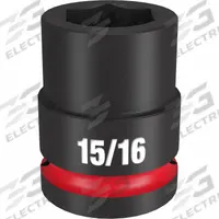 MILWAUKEE Standard Impact Socket: 3/4 in Drive Size, SAE, 15/16 in Socket Size, 6-Point, Std (MPN 49-66-6306). Key specifications — attr1215501: MILWAUKEE; attr1215515: Black Phosphate; attr1215518: 15/16 in.