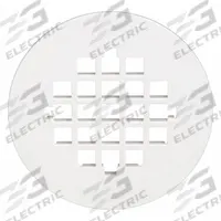 OATEY Strainer: Plastic, Unfinished, 4 1/4 in Overall Dia, 1/4 in Overall Ht, Snap-In (MPN 42136). Key specifications — Color: White; Connection Type: Snap-In; Material: Plastic.