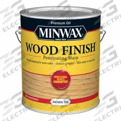 MINWAX Wood Stain: Wood Stain, Interior, Oil, 1 gal Container Size, Wood, Natural, Semi-Transparent (MPN 710700000). Key specifications — Brand: MINWAX; Transparency: Semi-Transparent; Use Location: Interior; Sub-Brand: Minwax; Color: Natural.