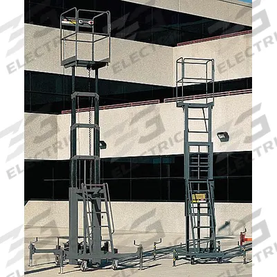 BALLYMORE Mobile Personnel Lift: Battery, Push-Around, 15 ft Elevated Platform Ht - Push-Around Telescoping Vertical Lifts