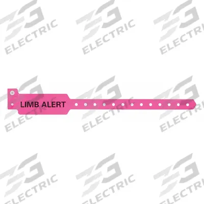 ID Wristband: Limb Alert, 10 1/4 in Overall Lg, 1 3/8 in Overall Wd, Plastic - Security Wristbands