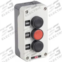 DAYTON Control Station: (3) Push Buttons, 0 Pilot Lights, 2NO/1NC, Forward/Stop/Reverse (MPN 32W272). Key specifications — Brand: DAYTON; Operator Legend: Forward/Stop/Reverse; Operator Color: Red; Operator Configuration: (3) Push Buttons; Operator Configuration Type: (3) Push Buttons.