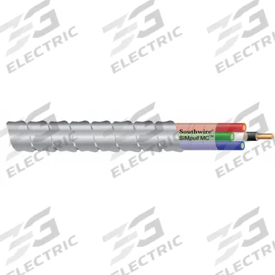 SOUTHWIRE Metal Clad Cable: 12 AWG, 2 Conductors, Copper, 50 ft, Aluminum, Low-Profile - Low-Profile Metal-Clad Cables