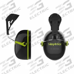 HEXARMOR K2C Earmuffs: Hard Hat-Mounted Earmuff, Passive, 25 dB NRR, Foam, Black (MPN 17-16001). Key specifications — Style: Rigid; Dielectric: No; Electrically Insulated: No; Band Material: Plastic; Cushion Material: Foam; Cup Material: ABS; Series: K-Series(TM); Cup Color_Original: Black.