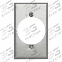 LEVITON Wall Plate: Single Circular Opening, 1 Gang, Silver, Std Size (MPN 83028). Key specifications — Brand: LEVITON; Material: Aluminum.