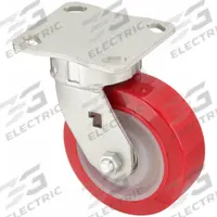 APPROVED VENDOR Plate Caster: Corrosion-Resistant/Debris-Resistant/Maint Free/Quiet-Roll, Swivel (MPN P25S-URPW080K-14). Key specifications — Wheel/Tread Color: Red; Brand: APPROVED VENDOR; Roll Up: Swivel.