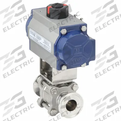 APPROVED VENDOR Pneumatically Actuated Two-Way Ball Valve: 1 in, 316 Stainless Steel - 3-A Certified Stainless Steel Pneumatically-Actuated Ball Valves