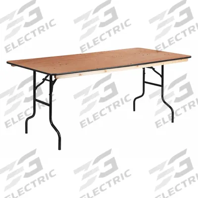 FLASH FURNITURE Folding Table: Rectangle Table Shape, Natural Tabletop, 30 in Dp, 72 in Wd - Standard Folding Tables