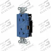 HUBBELL Receptacle: Decorator Duplex, 5-20, Blue, 125V AC, 20 A, 2 Pole / 3 Wire (MPN HBL2162STBL)