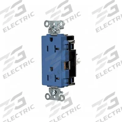 HUBBELL Receptacle: Decorator Duplex, 5-20, Blue, 125V AC, 20 A, 2 Pole / 3 Wire (MPN HBL2162STBL) - General Purpose Receptacles