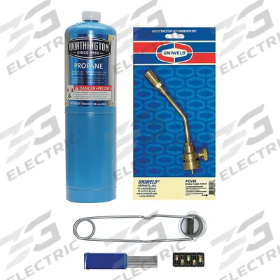 UNIWELD Torch Kit W/ Cylinder: Pencil Flame, External Lighter - Precision Hand Torches