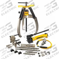ENERPAC Hydraulic Puller Set: 12 ton Capacity with Attachments, 24 ton Cylinder Nominal Capacity (MPN LGHMS324H). Key specifications — attr98874: ENERPAC; attr96739: Bearing Cup Puller; attr1177737: Hand Pump.