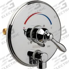 CHICAGO FAUCETS Tub and Shower Valve Trim: Circle Trim Plate, Brass, Polished Chrome Finish (MPN 1921-VOCCP). Key specifications — Compatible Product Type: Thermostatic/Pressure Balancing Tub and Shower Fitting; Brand: CHICAGO FAUCETS; Trim Plate Material: Brass; Product Type: Shower Valve; Trim Plate Shape: Circle; Trim Finish/Color: Chrome.