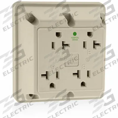 LEVITON Receptacle: Quad, 5-20, Ivory, 125V AC, 20 A, 2 Pole / 3 Wire (MPN 21254-HI) - General Purpose Receptacles