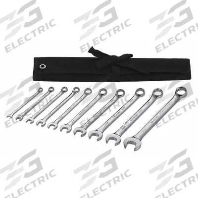 WESTWARD Combination Wrench Set: Alloy Steel, Chrome, 10 Tools - SAE 12-Point Combination Wrench Sets
