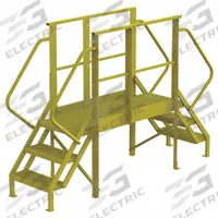 TRI-ARC Crossover Bridge: 2.5 ft Platform Ht, Steel, 1,000 lb Load Capacity, Serrated, 3 Steps (MPN 7CY76). Key specifications — Brand: TRI-ARC; Color: Yellow; Tread Type: Serrated.