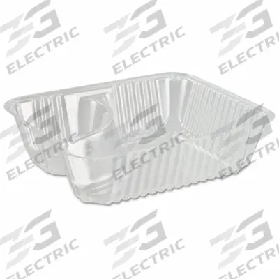 DART Disposable Food Tray: 2 Compartments, 1 1/2 in Ht, 5 in Wd, 6 in Lg, Clear - Nacho Trays