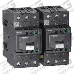 SCHNEIDER IEC Magnetic Contactor: Reversing, 3 Poles, 3NO Contacts, 50 A, 24V DC Coil (MPN LC2D50ABBE). Key specifications — Brand: SCHNEIDER; Integrated Surge Suppression: No.