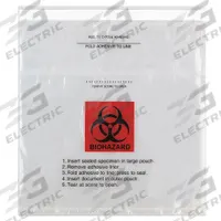Specimen Transfer Bag: LDPE, Biohazard, 1.75 mil Thick, Clear, 10 in Overall Ht, 59-93, 1,000 PK. Key specifications — Brand: MEDEGEN MEDICAL PRODUCTS; Closure Type: Adhesive; Product Type: Specimen Transport Bag; Manufacturer Part Number: 59-93; Color: Clear; Display Sell UOM: PK; Legend: Biohazard.