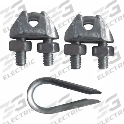 Dayton Wire Rope U-Bolt Clip and Thimble Kit: 1/8 in Compatible Rope Dia - Clip & Thimble Kits