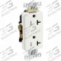 LEVITON Receptacle: Decorator Duplex, 5-20, White, 125V AC, 20 A, 2 Pole / 3 Wire (MPN TDR20-W)