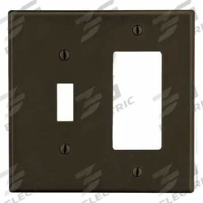 HUBBELL Wall Plate: Combo, 2 Gang, Brown - Combination Wall Plates