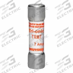 MERSEN Fuse: TRM Series, Midget, Time-Delay, 7 A, 250 V AC, 13/32 in x 1 1/2 in, Non-Indicating (MPN TRM7). Key specifications — Series: TRM; Brand: MERSEN.