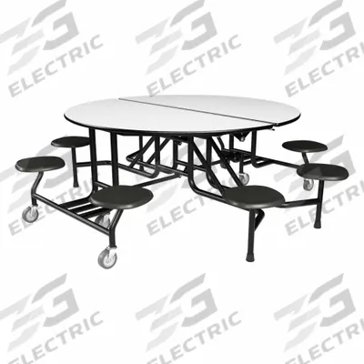 PALMER HAMILTON Cafeteria Table: Gray Glace, Stool Seat, 29 in Overall Ht, 79 in Overall Lg - Bi-Fold Cafeteria Tables