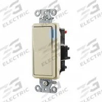 HUBBELL Wall Switch: Rocker Switch, Single Pole, Maintained, Ivory, 120/277V AC, 20 A (MPN DS120STILI). Key specifications — Illuminated: Yes; Voltage Rating: 120/277V AC.