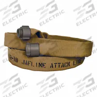 JAFLINE Fire Hose: Double Jacket, 3 in Hose Inside Dia, 50 ft Hose Lg, Tan (MPN JL300T050-NH250). Key specifications — attr660609: NST x NH; attr660602: Rocker; attr660607: Aluminum.