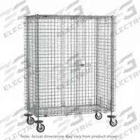 METRO Security Cart: 900 lb, 36 in L x 30 in W Self, 41 in L x 34 in W x 69 in H Overall Dim, Silver (MPN SEC63EC). Key specifications — Shelf Type: Adjustable; Caster Brake Type: Side Pedal Brake; Brand: METRO; Caster/Wheel Configuration: (2) Swivel with Brake; Shelves Included: None.