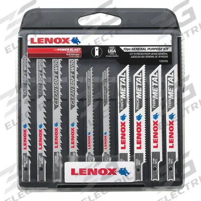 LENOX Jig Saw Blade Set: U Shank, For Wood Workpiece Material, 10 Pieces, 10/14/20/24/6 - Jigsaw Blade Sets