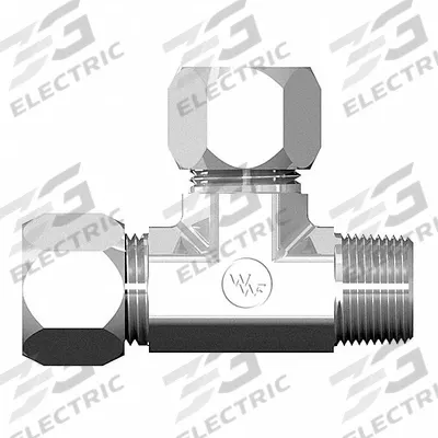 WEATHERHEAD Compression Tee Fitting: 3/8 in OD x 1/4 in Pipe x 3/8 in OD Size - Flareless Bite-Type Steel Compression Fittings