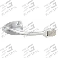 Curved Roller Stop: Door - Mounted, 2 3/4 in Wd, 1 5/8 in Overall Ht, Chrome (MPN 455.26D). Key specifications — Product Type: Curved Roller Stop; Brand: ROCKWOOD; Color: Gray.
