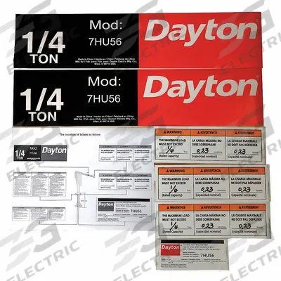 DAYTON Jib Crane Label Kit: For 7HU56 (MPN 28CH75) - GGS Material Handling Parts