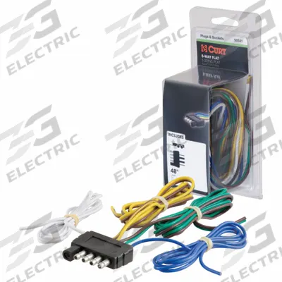 CURT Automotive Electrical Plug: 5-Way, Rubber, 16 ga Wire Gauge, Trailer, Wire (MPN 58541) - Fleet and Vehicle Maintenance