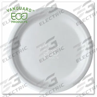 APPROVED VENDOR Disposable Fiber Plate: White, 10 in Disposable Plate Size, 1 Compartments - Compostable Fiber Plates
