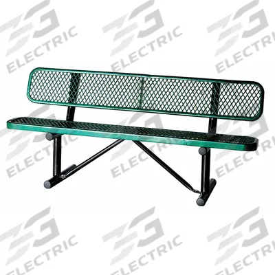 GRAINGER Outdoor Bench: 72 in Overall Lg, 32 1/2 in Overall Ht, Green, Black - Thermoplastic Coated Steel Benches