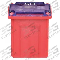 BUSSMANN Automotive Fuse: FMX Series, Red, Female, Cartridge, Time-Delay, 50 A, 32 V DC, FMX | JCAS (MPN FMX-50LP). Key specifications — Series: FMX; Brand: BUSSMANN; Equivalent Fuse Series: FMX & JCAS.