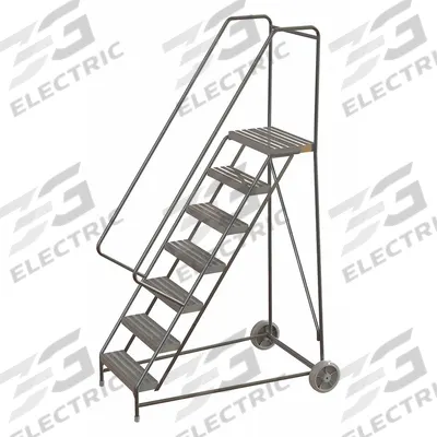 TRI-ARC Wheelbarrow Ladder: 5.8 ft Platform Ht, Assembled, No Locking Mechanism - Aluminum Tilt-&-Roll Ladders