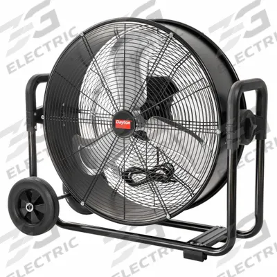 Dayton Portable Fan: 24 in Blade Dia, 120V AC, Mobile, 1/8 hp, Direct Drive - Standard Industrial Floor Fans